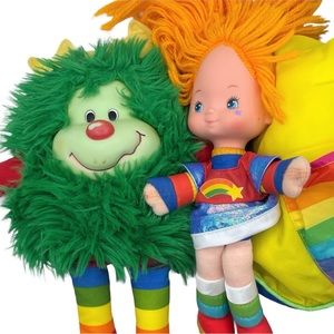 Mattel Rainbow Brite & Twink Plush Dolls in Green, Orange, Yellow, Blue, Red